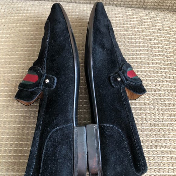 Gucci Men\'s Black Monogram Leather Suede Loafer Shoes main image 9